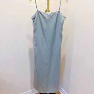 UNIQLO green satin straps maxi dress